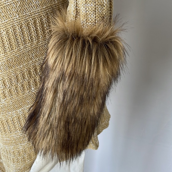 Boston Proper Tweed Sweater Coat, Faux Fur XS - Picture 9 of 10